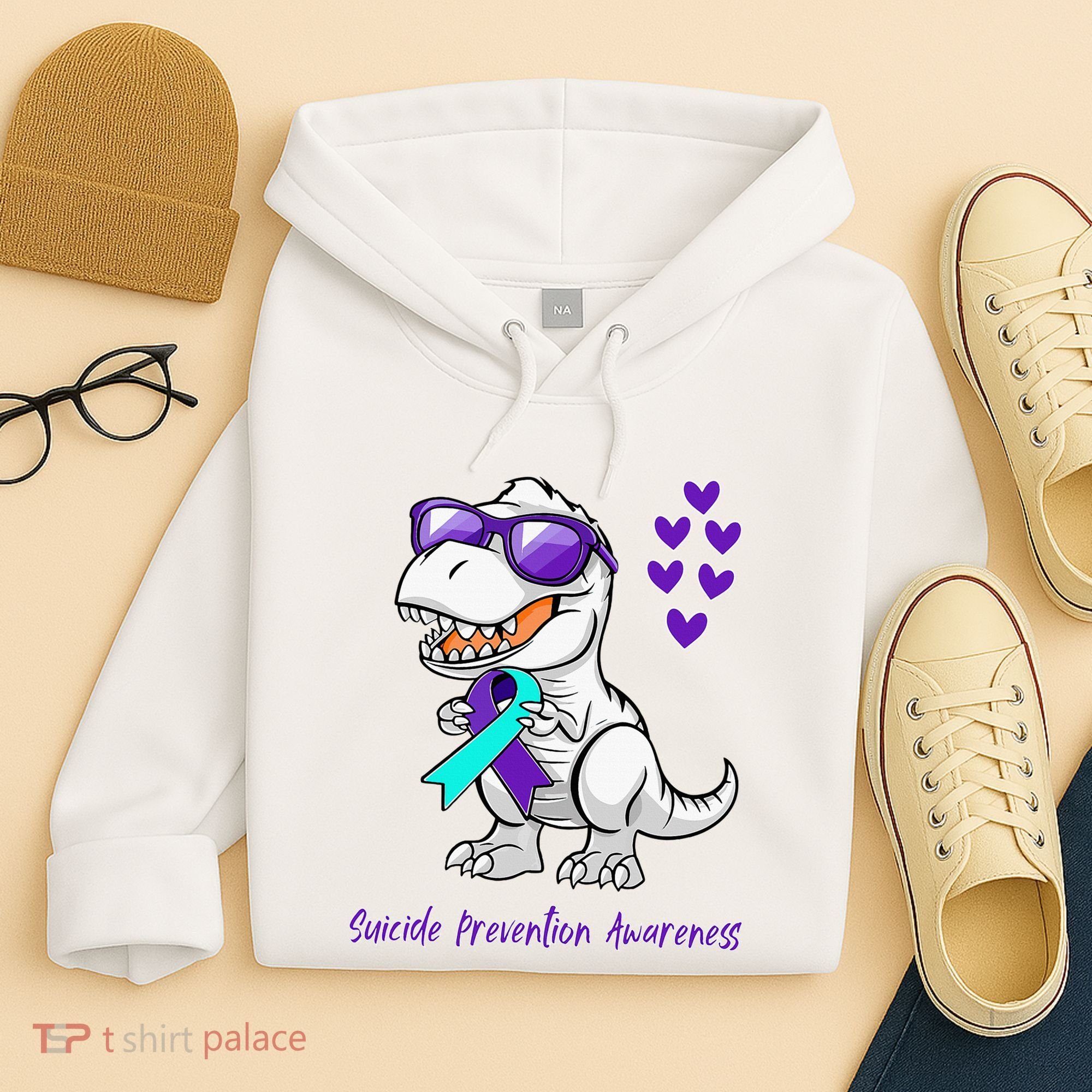 Trex Dinosaur Suicide Prevention Awareness Day Dino Hoodie