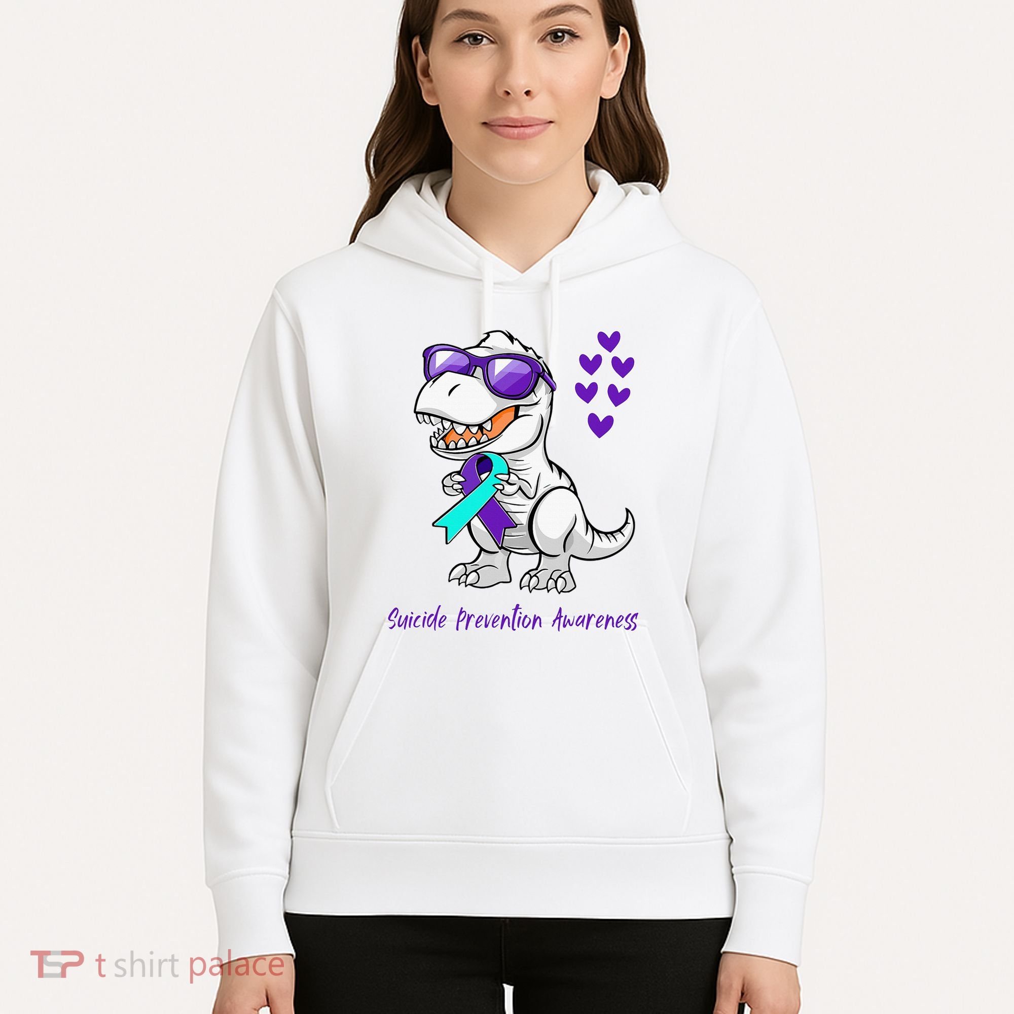 Trex Dinosaur Suicide Prevention Awareness Day Dino Hoodie