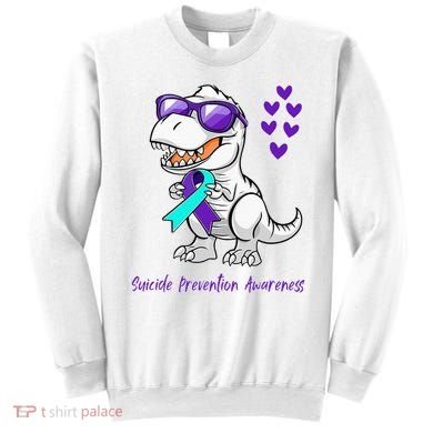 Trex Dinosaur Suicide Prevention Awareness Day Dino Sweatshirt