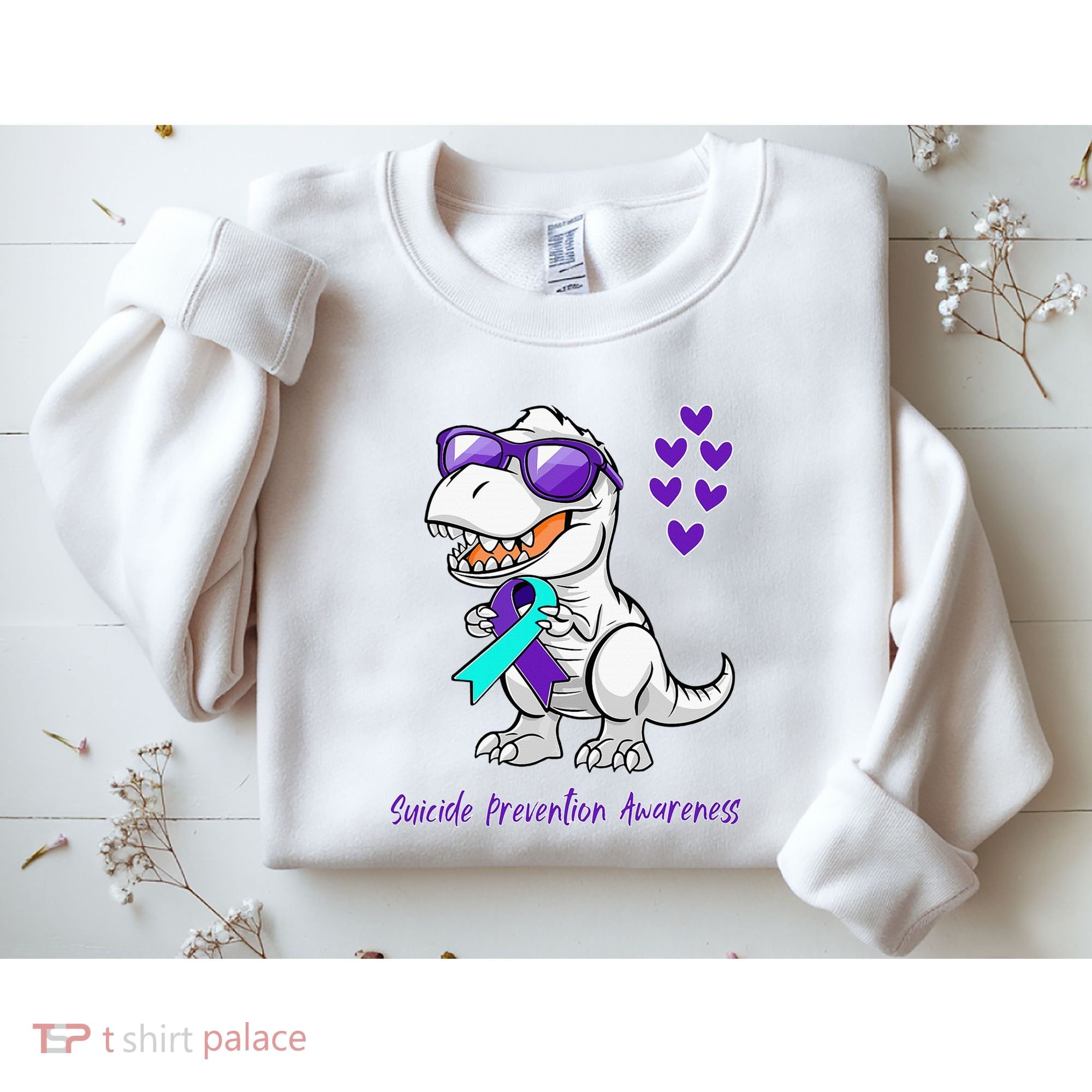 Trex Dinosaur Suicide Prevention Awareness Day Dino Sweatshirt