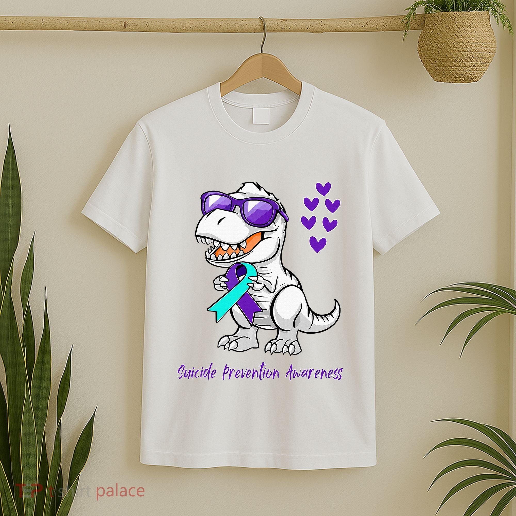 Trex Dinosaur Suicide Prevention Awareness Day Dino T-Shirt