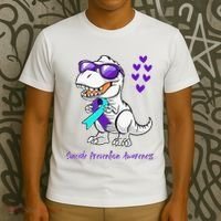 Trex Dinosaur Suicide Prevention Awareness Day Dino T-Shirt thumb 3
