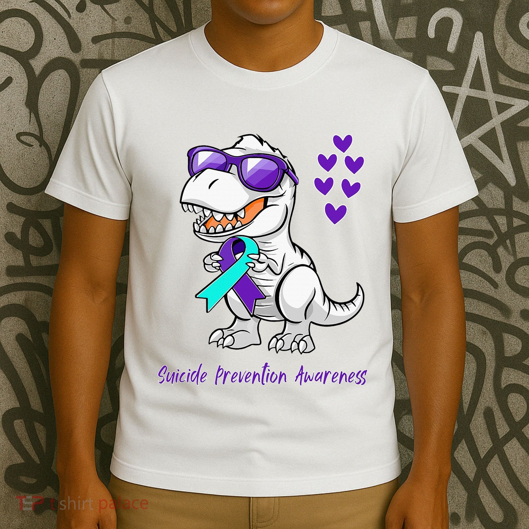 Trex Dinosaur Suicide Prevention Awareness Day Dino T-Shirt