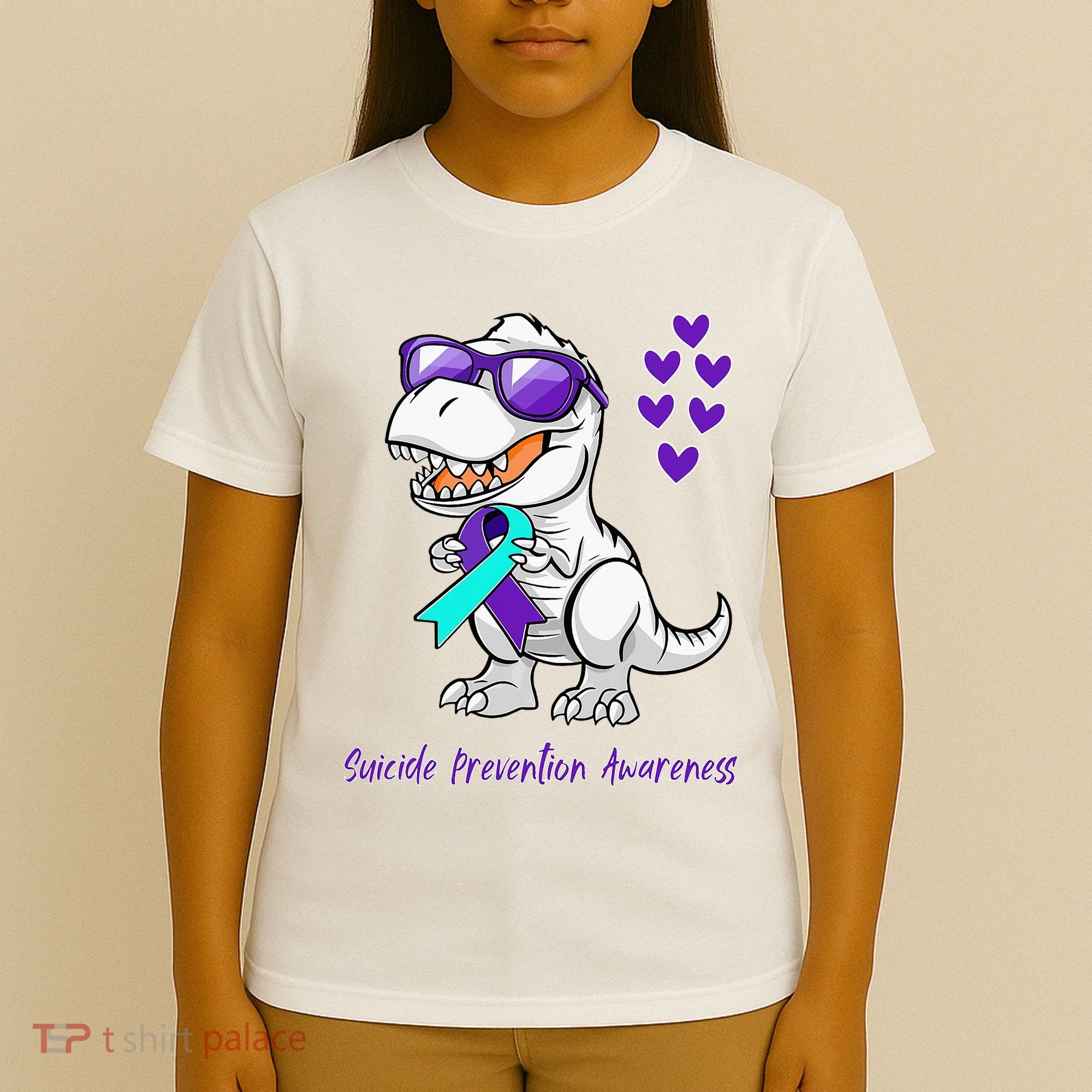 Trex Dinosaur Suicide Prevention Awareness Day Dino T-Shirt