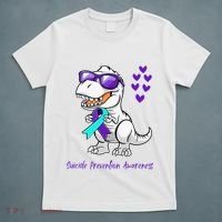 Trex Dinosaur Suicide Prevention Awareness Day Dino T-Shirt thumb 5