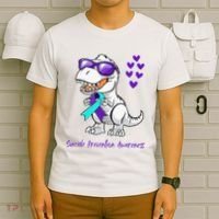 Trex Dinosaur Suicide Prevention Awareness Day Dino T-Shirt thumb 6