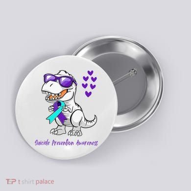 Trex Dinosaur Suicide Prevention Awareness Day Dino Button