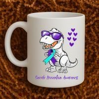 Trex Dinosaur Suicide Prevention Awareness Day Dino Coffee Mug thumb 2