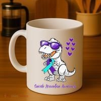Trex Dinosaur Suicide Prevention Awareness Day Dino Coffee Mug thumb 4