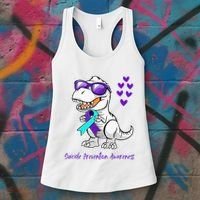 Trex Dinosaur Suicide Prevention Awareness Day Dino Women's Tank Top thumb 3