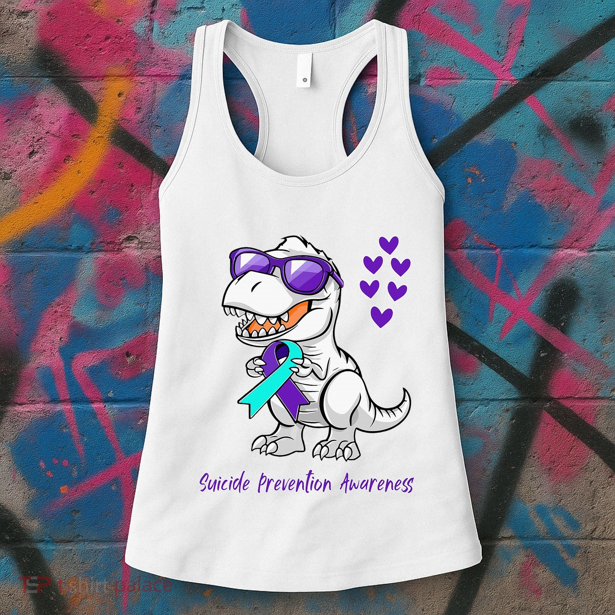 Trex Dinosaur Suicide Prevention Awareness Day Dino Women's Tank Top