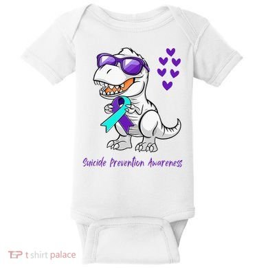 Trex Dinosaur Suicide Prevention Awareness Day Dino Baby Bodysuit