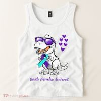 Trex Dinosaur Suicide Prevention Awareness Day Dino Tank Top thumb 2