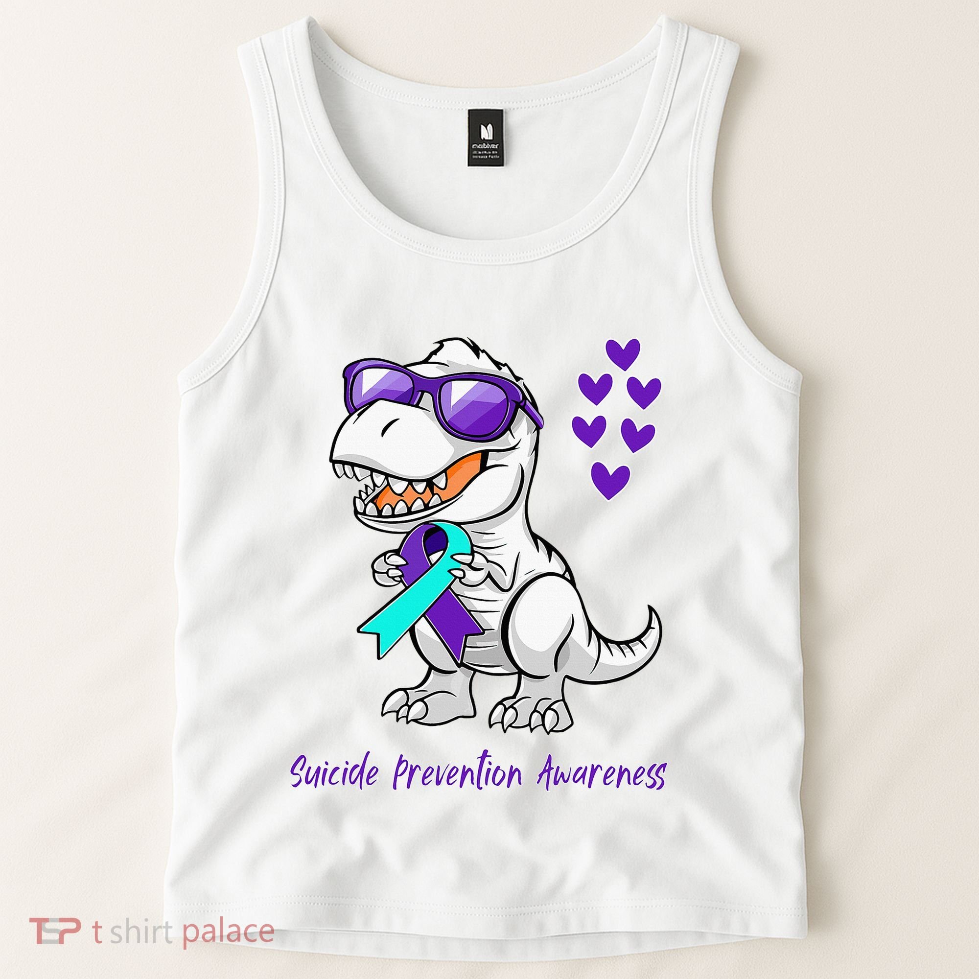 Trex Dinosaur Suicide Prevention Awareness Day Dino Tank Top