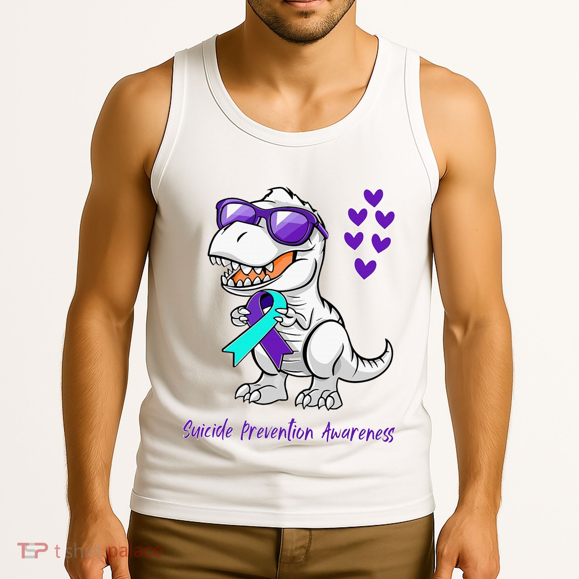 Trex Dinosaur Suicide Prevention Awareness Day Dino Tank Top