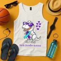 Trex Dinosaur Suicide Prevention Awareness Day Dino Tank Top thumb 4