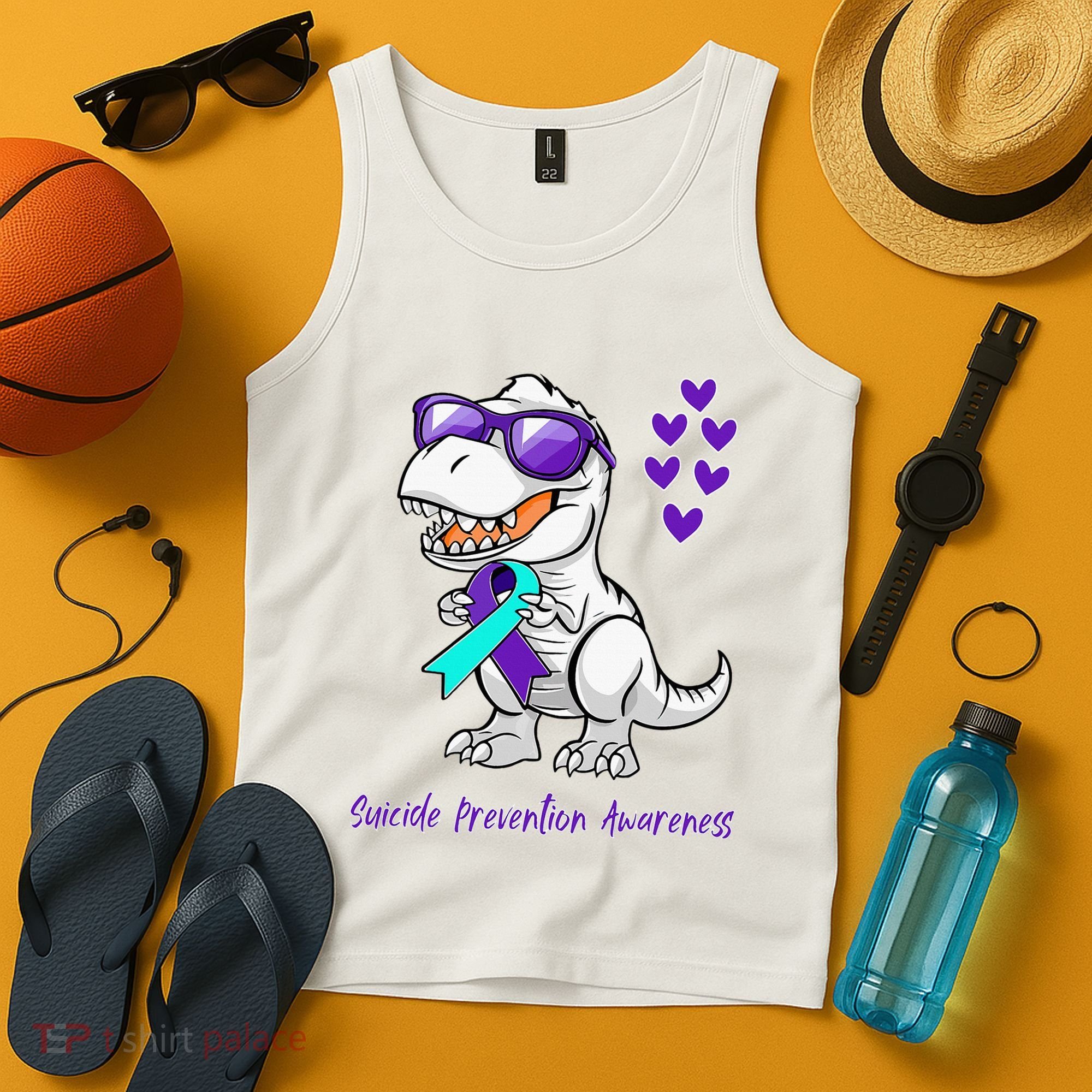 Trex Dinosaur Suicide Prevention Awareness Day Dino Tank Top