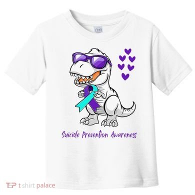 Trex Dinosaur Suicide Prevention Awareness Day Dino Toddler T-Shirt