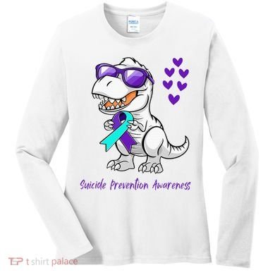 Trex Dinosaur Suicide Prevention Awareness Day Dino Women's Long Sleeve Shirt