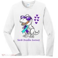 Trex Dinosaur Suicide Prevention Awareness Day Dino Women's Long Sleeve Shirt thumb 0