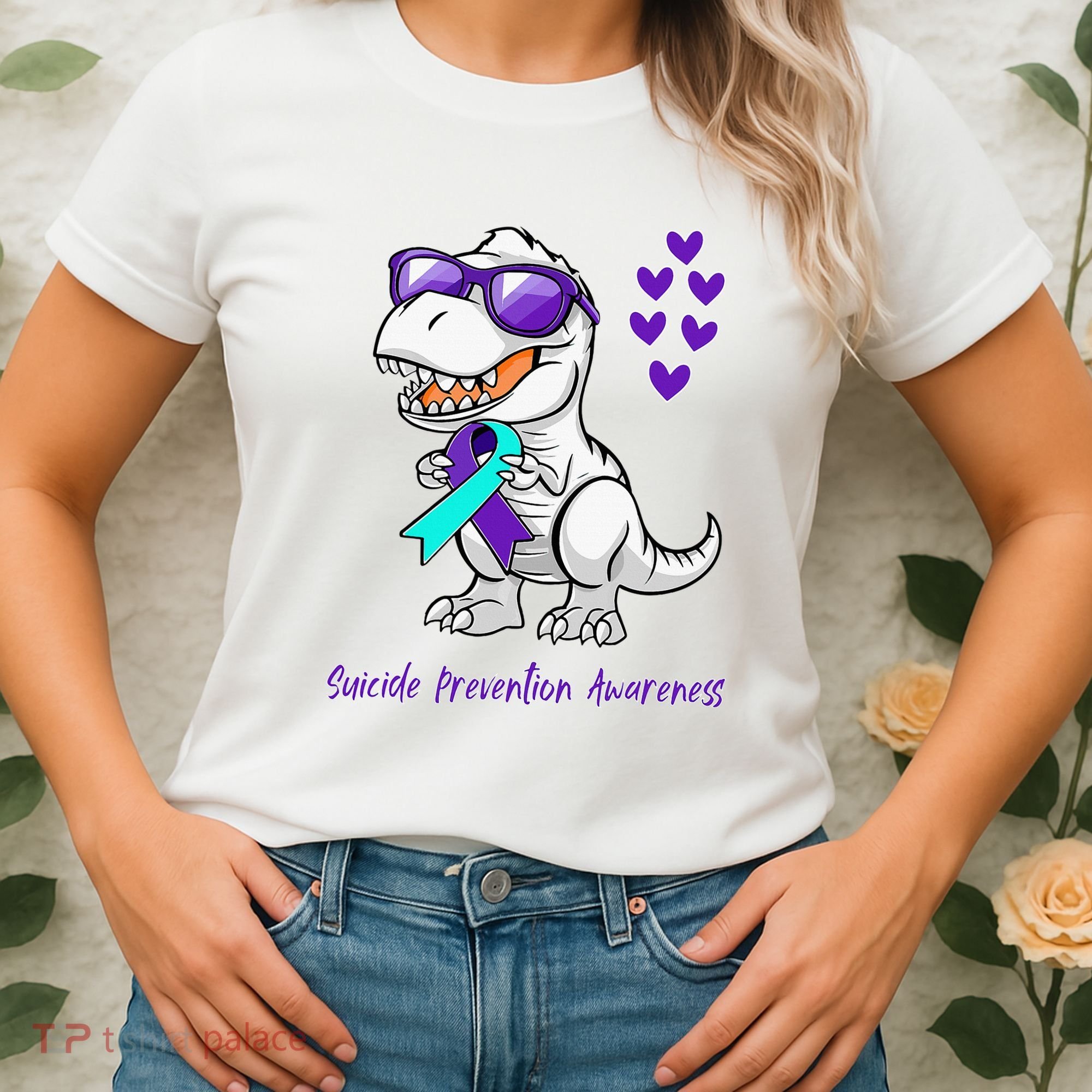 Trex Dinosaur Suicide Prevention Awareness Day Dino Women's T-Shirt