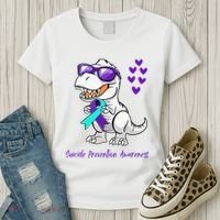 Trex Dinosaur Suicide Prevention Awareness Day Dino Women's T-Shirt thumb 3