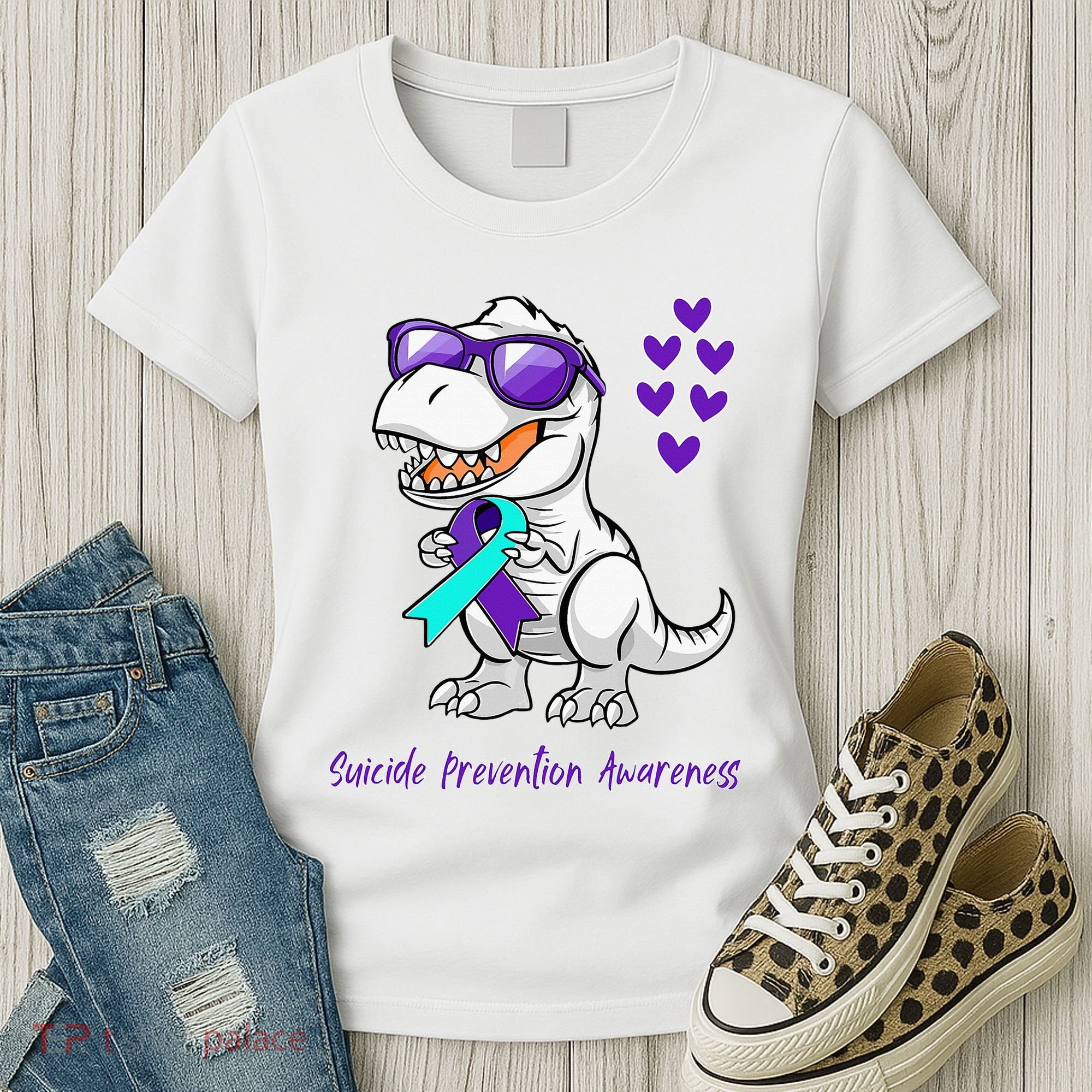 Trex Dinosaur Suicide Prevention Awareness Day Dino Women's T-Shirt
