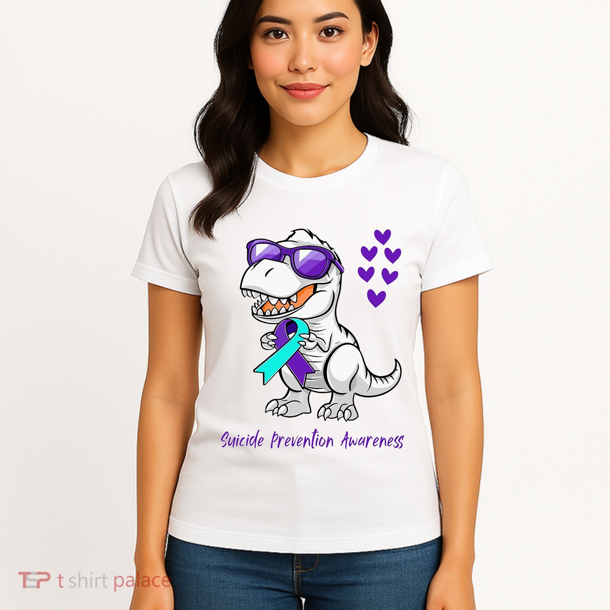 Trex Dinosaur Suicide Prevention Awareness Day Dino Women's T-Shirt