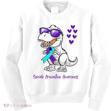 Trex Dinosaur Suicide Prevention Awareness Day Dino Kids Sweatshirt