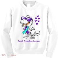 Trex Dinosaur Suicide Prevention Awareness Day Dino Kids Sweatshirt thumb 0