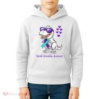 Trex Dinosaur Suicide Prevention Awareness Day Dino Kids Hoodie thumb 4