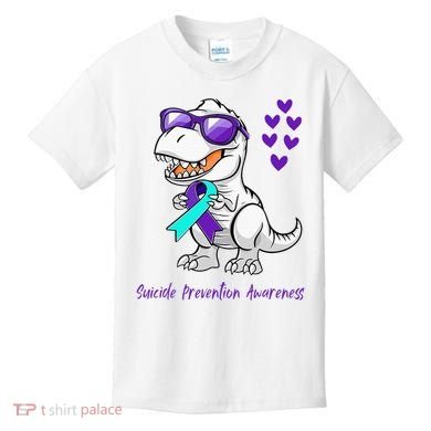 Trex Dinosaur Suicide Prevention Awareness Day Dino Kids T-Shirt