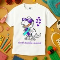 Trex Dinosaur Suicide Prevention Awareness Day Dino Kids T-Shirt thumb 3