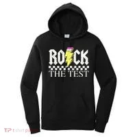 Testing Day Teacher Student Motivational Rock The Test  Women's Hoodie thumb 0