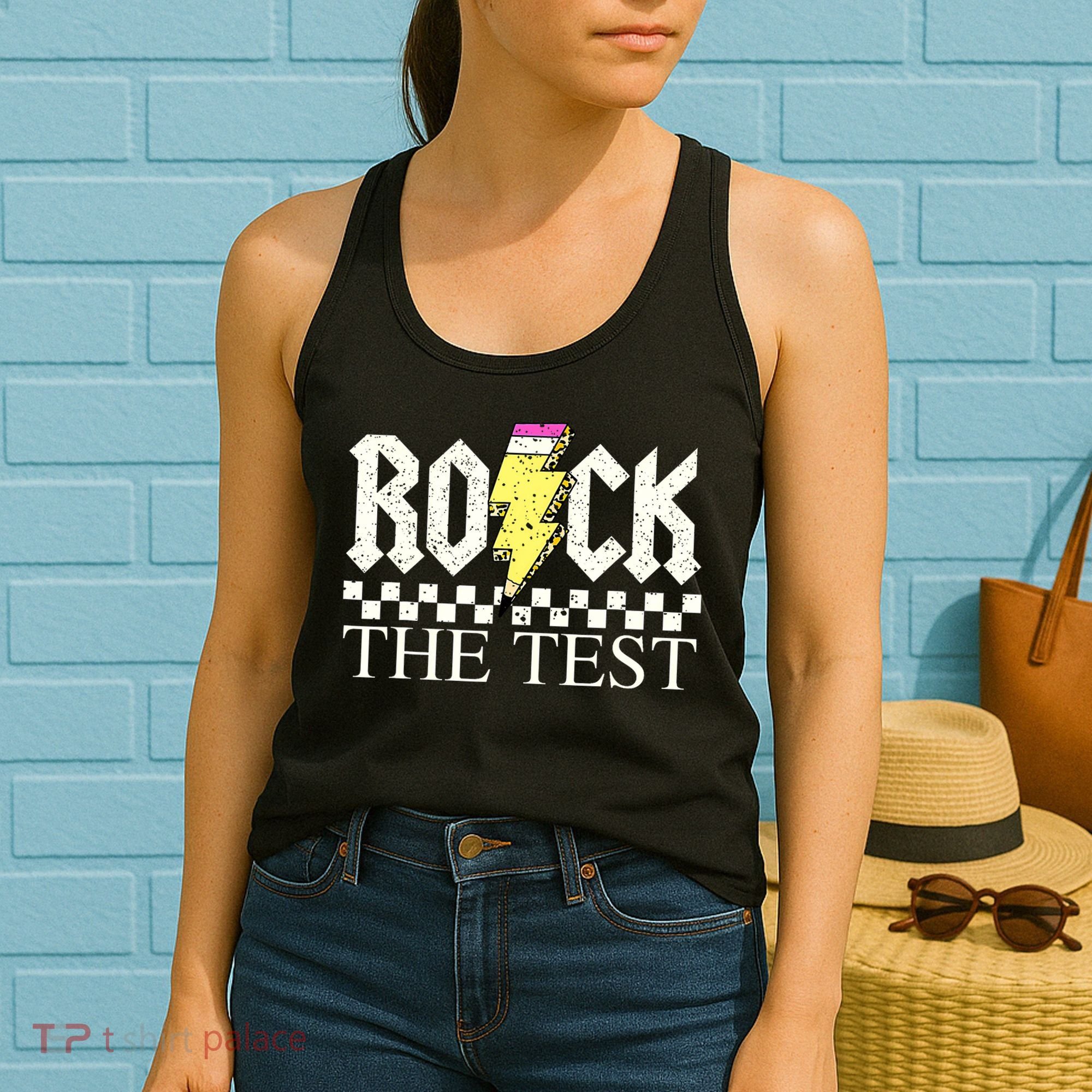 Testing Day Teacher Student Motivational Rock The Test  Women's Tank Top
