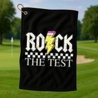 Testing Day Teacher Student Motivational Rock The Test  Golf Towel thumb 1
