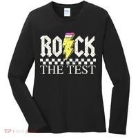 Testing Day Teacher Student Motivational Rock The Test  Women's Long Sleeve Shirt thumb 0