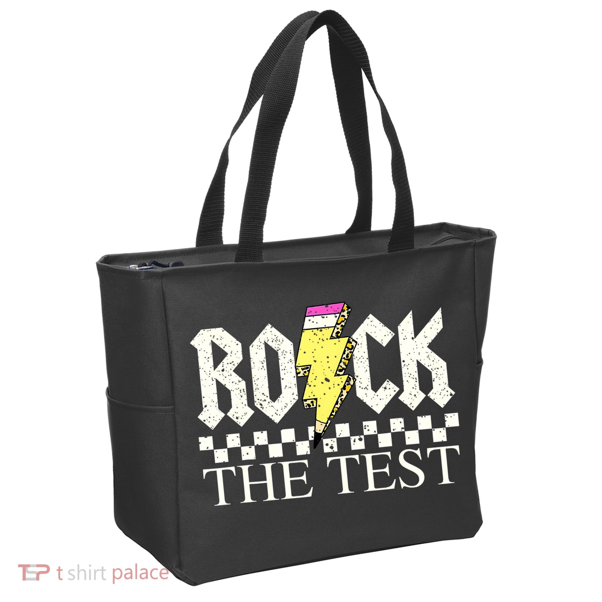 Testing Day Teacher Student Motivational Rock The Test  Tote Bag