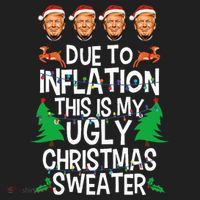 Trump Due To Inflation Ugly Christmas Sweaters Hat thumb 2