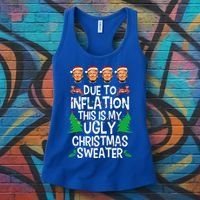 Trump Due To Inflation Ugly Christmas Sweaters Women's Tank Top thumb 3