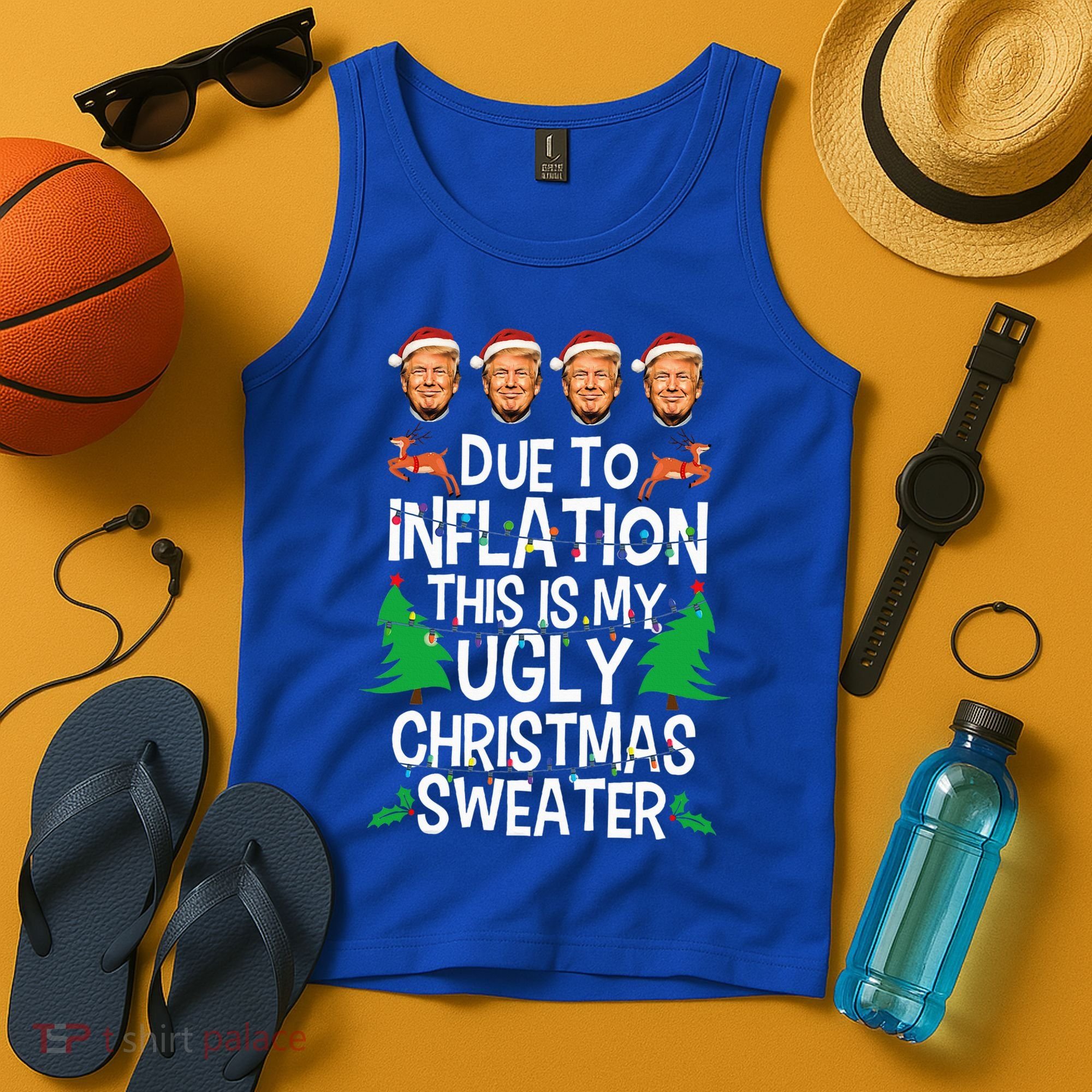 Trump Due To Inflation Ugly Christmas Sweaters Tank Top