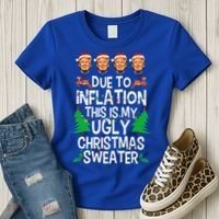 Trump Due To Inflation Ugly Christmas Sweaters Women's T-Shirt thumb 3