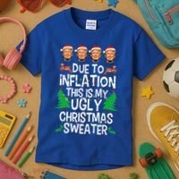 Trump Due To Inflation Ugly Christmas Sweaters Kids T-Shirt thumb 3