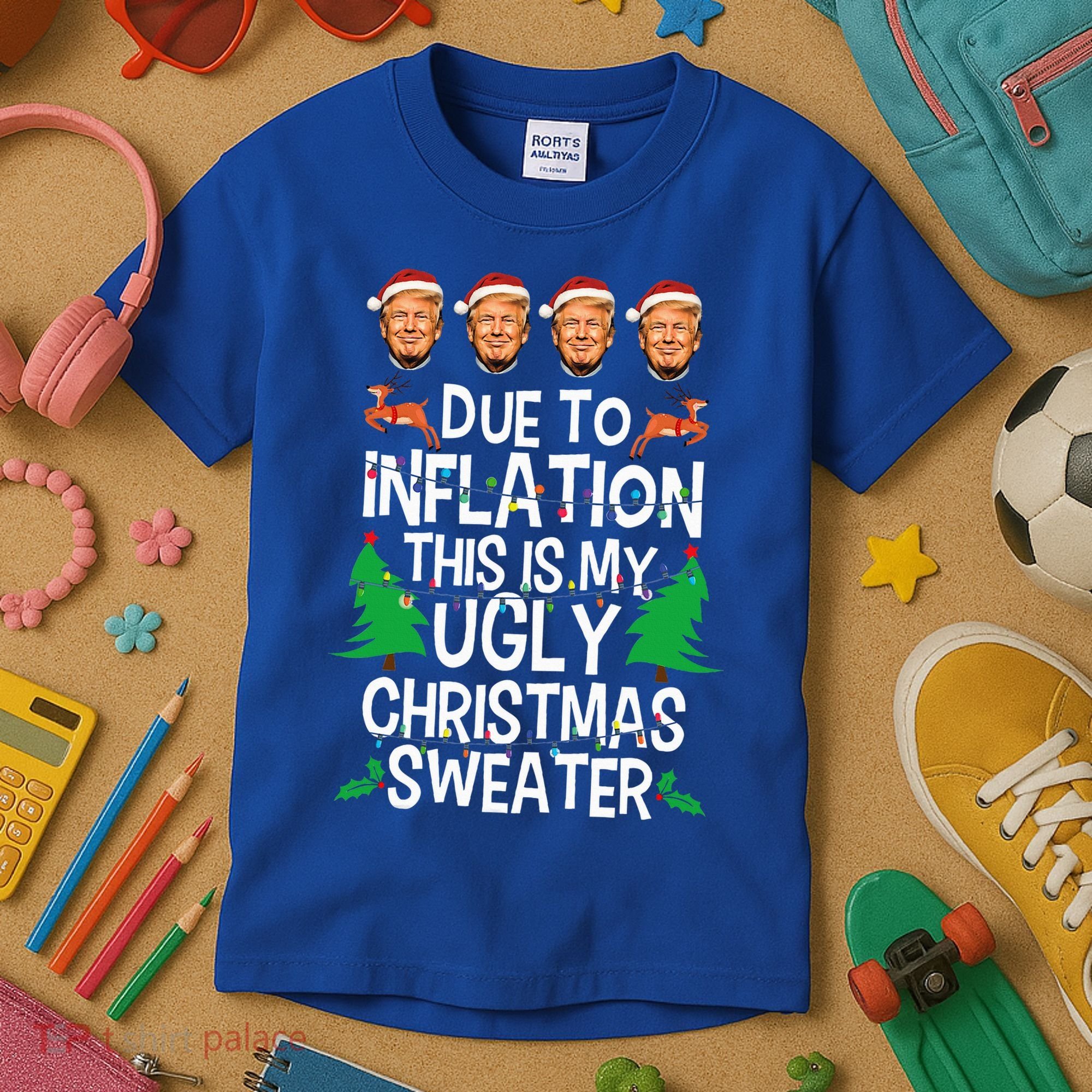 Trump Due To Inflation Ugly Christmas Sweaters Kids T-Shirt