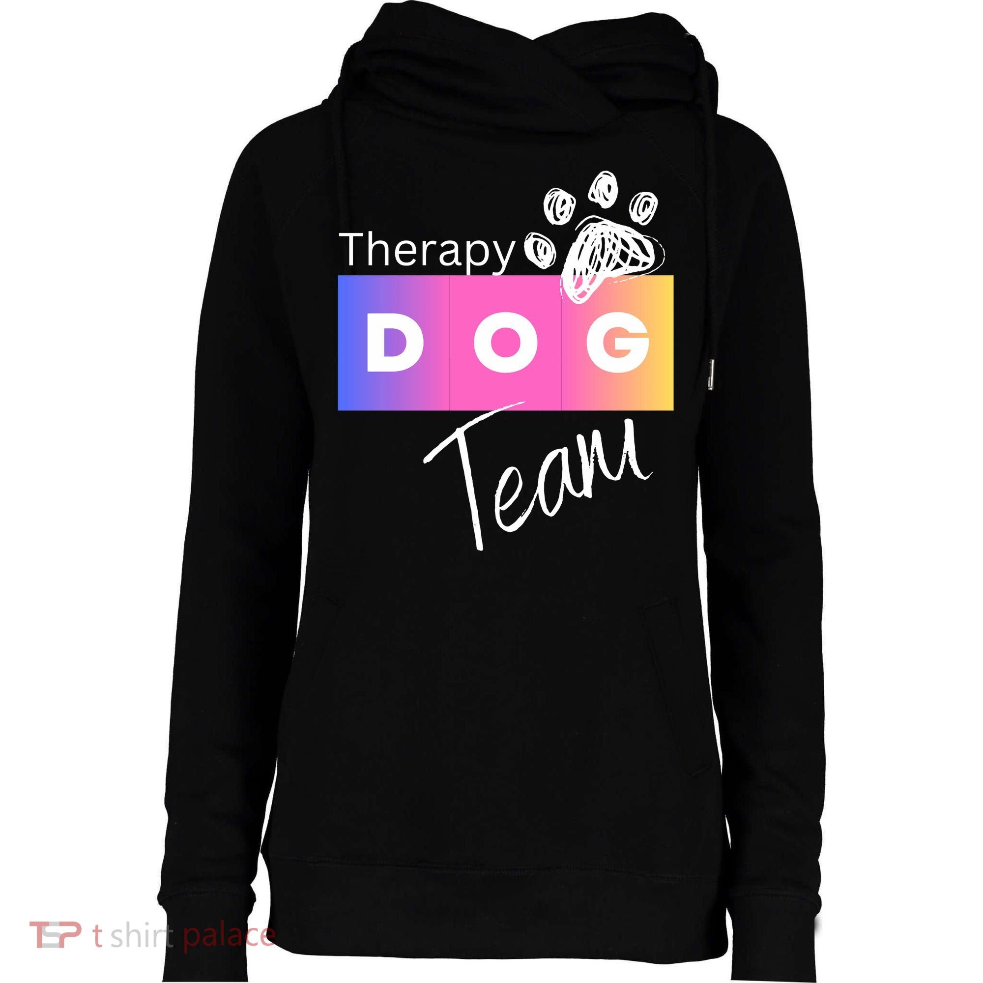 Therapy Dog Team Womens Funnel Neck Pullover Hood