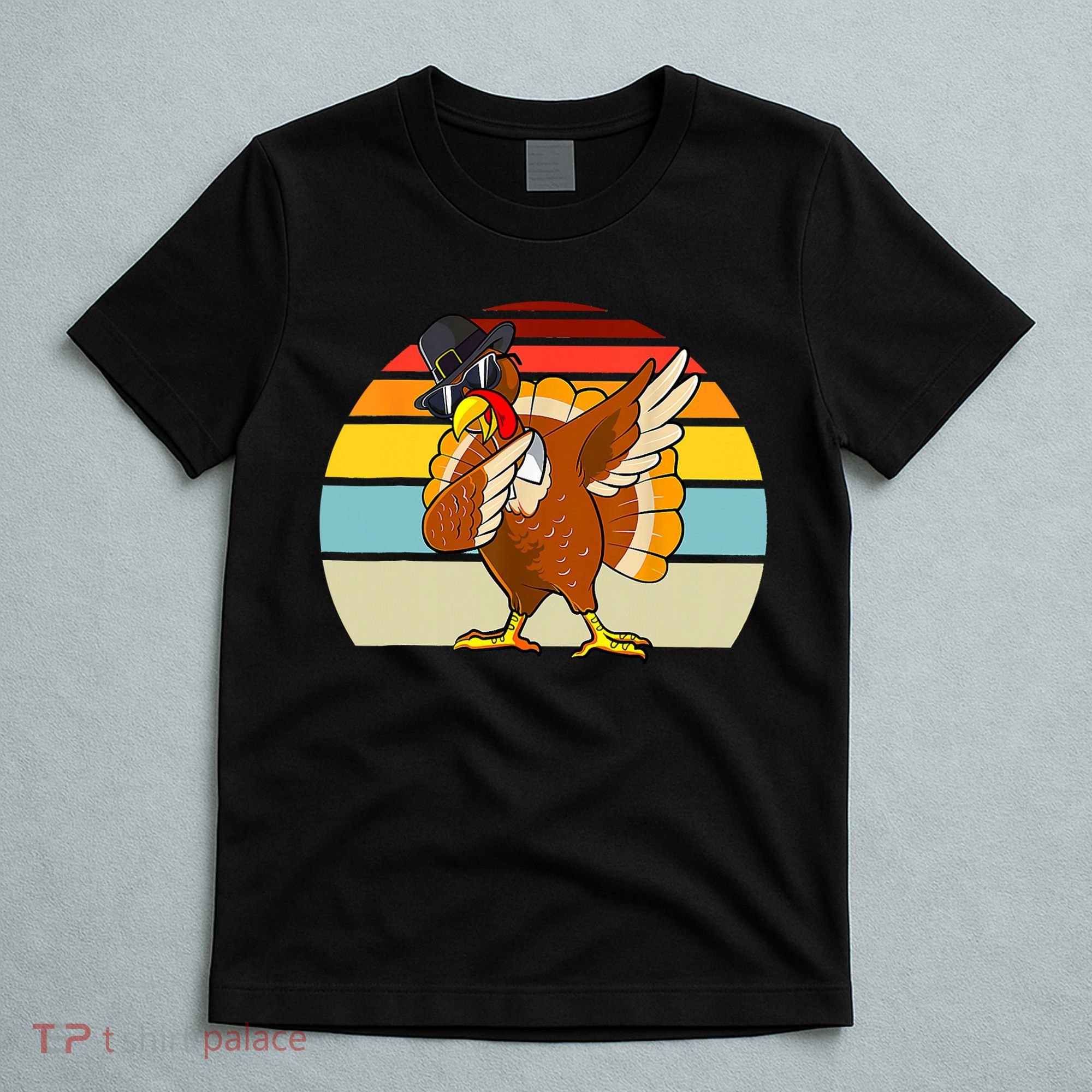 Turkey Day Thanksgiving Dabbing Pilgrim Vintage Retro T-Shirt