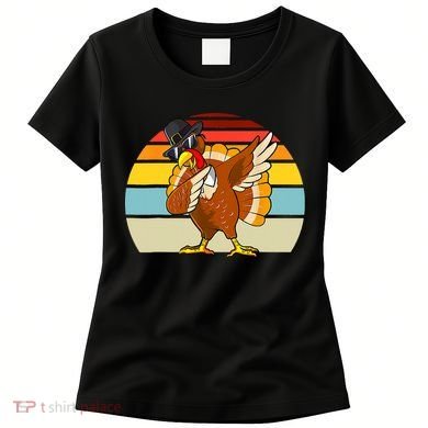 Turkey Day Thanksgiving Dabbing Pilgrim Vintage Retro Women's T-Shirt