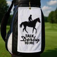 Talk Derby To Me Horse Racing Funny Derby Day Golf Towel thumb 2