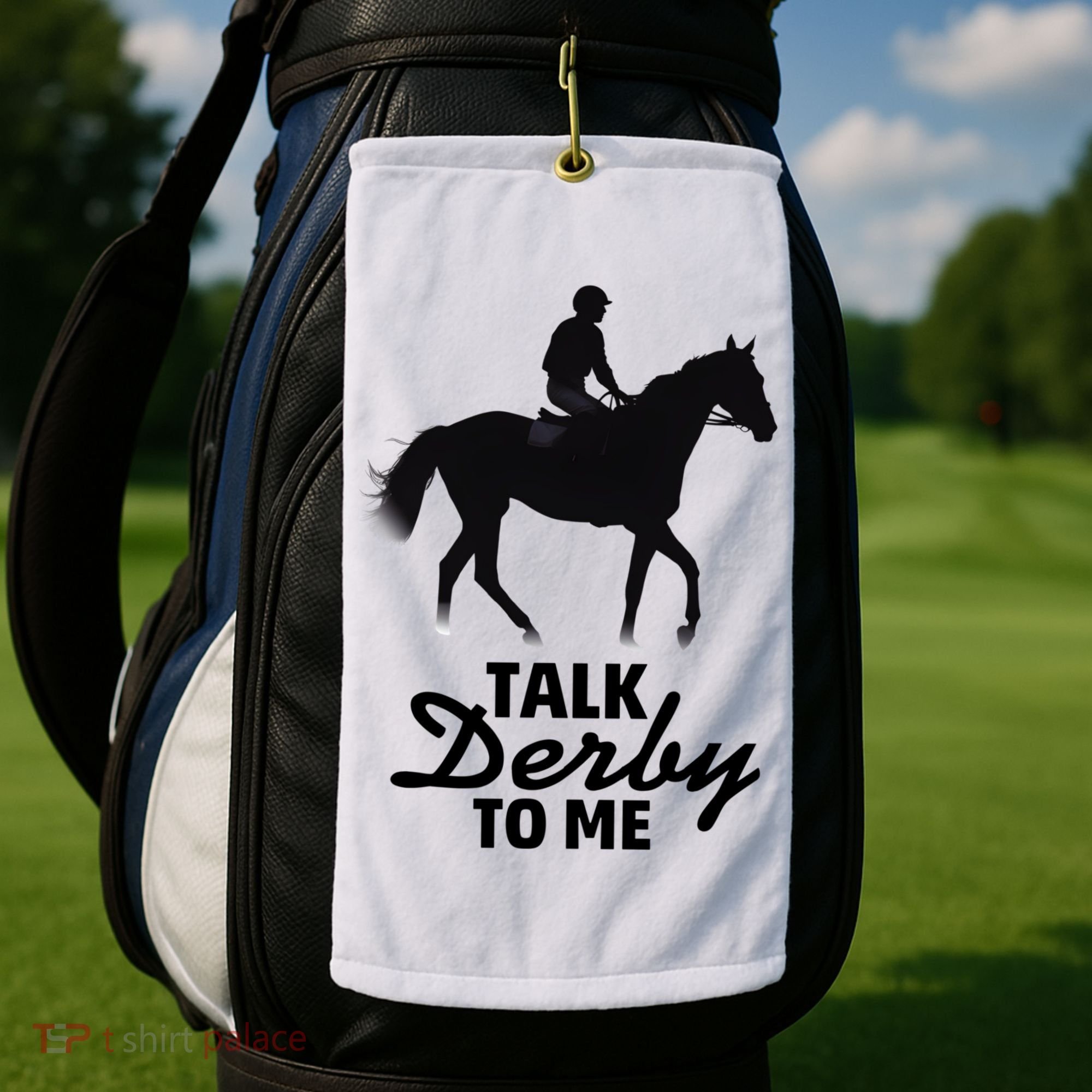 Talk Derby To Me Horse Racing Funny Derby Day Golf Towel