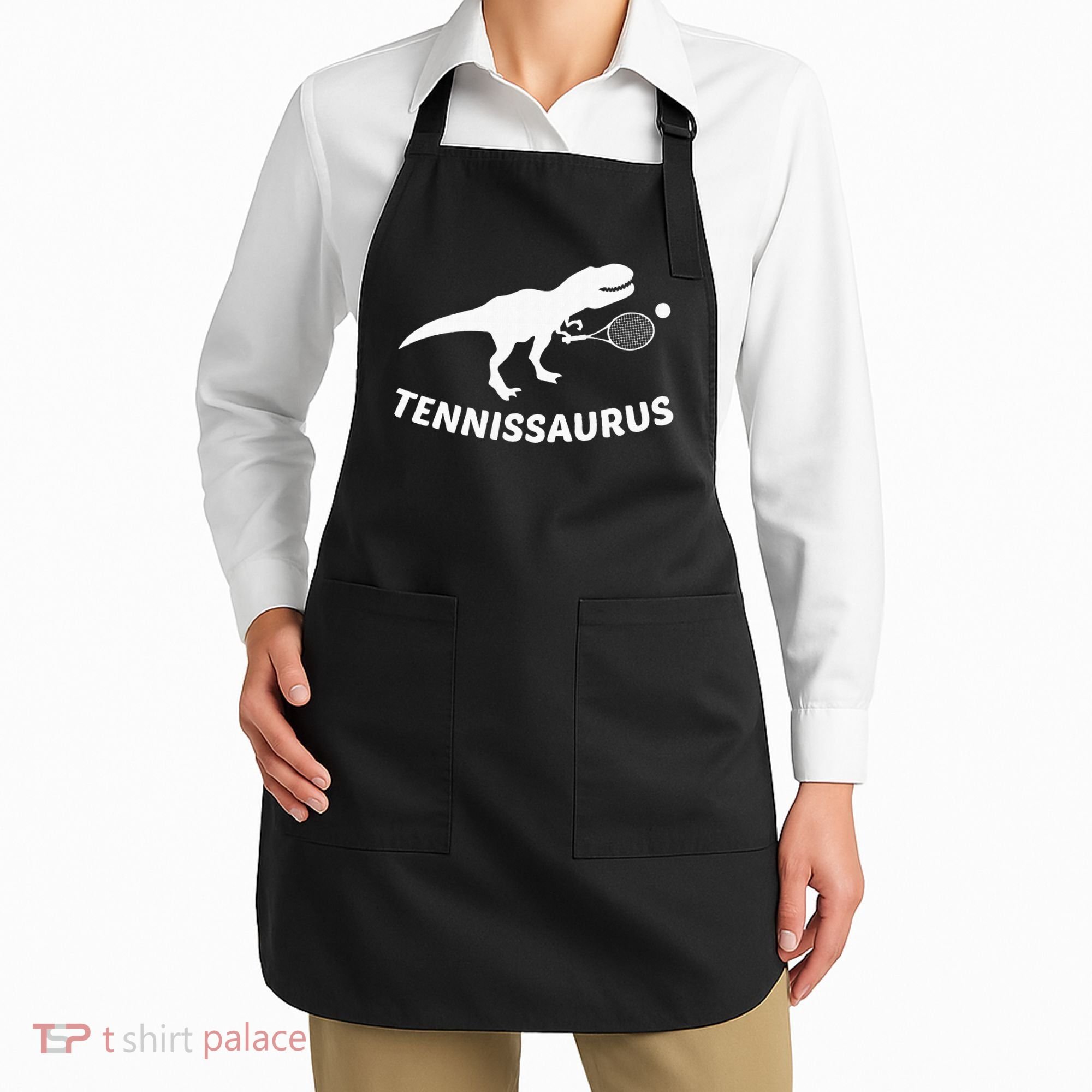 Tennisaurus Dinosaur Tennis Funny Racket T-rex Apron